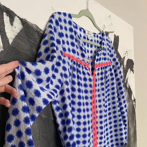 Vineyard Vines | Silk Blouse | Blue and Orange | Size Small - Picture 7 of 7